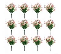 12 tiges de fleurs artificielles résistantes aux UV pour une utilisation en extérieur sur les porches, terrasses, pelouses, cimetières et décorations d'événements spéciaux (rose)