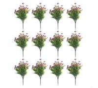 12 tiges de fleurs artificielles résistantes aux UV pour une utilisation en extérieur sur les porches, terrasses, pelouses, cimetières et décorations d'événements spéciaux (cinabre)