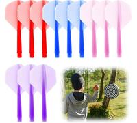 12 tiges et ailettes de fléchettes intégrées 2BA transparentes, avec la flèche de queue laisse quatre plumes (rose, violet, bleu,