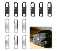 12 Tirettes de Réparation,Tirette Fermeture Éclair Remplacement en Métal Zipper Pull Amovible avec Ressort Intégré Tirette pour Vêtements Jeans Sac à Dos Porte-Monnaie Valise Bagage Bottes Accessoires