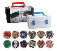 12 Toupies Burst Turbo avec Lanceurs et Boîte de Rangement - GOBRO - Gyro Pocket Box Pro - Noir