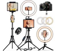 12" Trépied Grand 183Cm 3 Supports De Téléphone Avec 3 Modes Ring Light D'Eclairage Et 10 Niveaux De Luminosité Pour Selfie/Maquillage/Tiktok[Z5208]