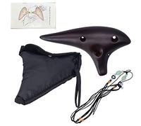 12 trous Alto C Ocarina Dolomite Shell Instruments de flûte classiques pour performance en plein air Cadeau musical Dolomite naturelle Paille fumée Finition laquée avec sac de