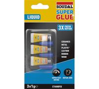 12 tubes en blister 3 x 1 gr soudal super glue liquide - SOUDAL - 160023