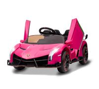 12 V Voiture électrique pour Enfants, sous Licence Lamborghini Veneno Véhicules électriques avec télécommande parentale, Porte à Ciseaux, 3 Vitesses, phares LED, Bascule et Musique,Rose