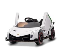12 V Voiture électrique pour Enfants, sous Licence Lamborghini Veneno Véhicules électriques avec télécommande parentale, Porte à Ciseaux, 3 Vitesses, phares LED, Bascule et Musique,Blanc