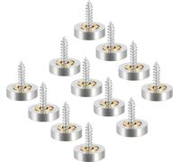 12 vis pour miroir avec capuchons | Vis décoratives de 16 mm avec capuchon | Clous pour miroir en cuivre - capuchon pour miroir en argent | Vis décoratives pour salle de bain | Vis de fixation pour mi