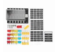 12 Way Circuit Protection Box | 1 In 12 Out with LED Alert Indicators for Tripped Circuit | Universal Circuit Protection Block for Car/Truck/Boat/RV | 10-32V, 30A Upper