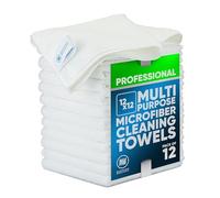 12" x 12" MW Pro Multi-Surface Microfiber Cleaning Cloths | White - 12 Pack | Premium Microfiber Towels for Cleaning Glass, Kitchens, Bathrooms, Automotive, Supplies & Products