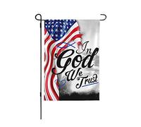 12 x 18 Drapeau américain Dieu Jésus double face In God We Trust Drapeau de jardin Christ Christian Yard