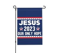 12 x 18 Jésus 2023 Notre seul espoir Drapeau de jardin en toile de jute double face Christ Jésus 2023 Dieu bénisse l'Amérique Maison