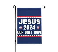 12 x 18 Jésus 2024 Notre seul espoir Drapeau de jardin en toile de jute double face Christ Jésus 2024 Dieu bénisse l'Amérique Maison