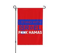 12 x 18 Nous sommes avec le drapeau de jardin d'Israël double face Fuck Hamas Flag Priez pour Israël Strong Yard Flag Sign In This Home We Stand With Israel Flag Support Israel House Flag
