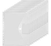 12 X A4 Document Wallets,Plastic,Waterproof,11 Holes,Perforated,Transparent,High Strength For A4 Documents
