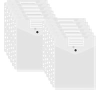 12 X A4 Plastic Folders And Folders,11 Holes Ring Binder With Press Button And Label Pouch For Office,School,Home Documents Organisation