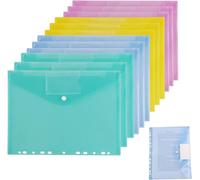 12 X A4 Plastic Pocket Punched Bags Clear A4 4 Colours Clear Pockets A4 Plastic Bags With Buttons Plastic Folders For Sorting Or Sorting Paper