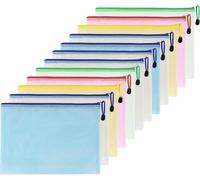 12 X A5 Plastic Pvc Mesh Zipper Pouch,Document Pouch,Zipped Pouch,Storage Papers Small Objects,Supplies,Travel Accessories Etc