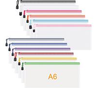 12 X A6 Document Pockets,Pvc Zip Folders Wallet,Mesh Zipper Pouch For Storing Files,Documents,Papers