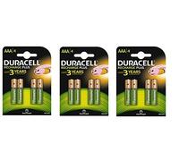 12 x AAA 750 mAh NiMh 1,2 V piles rechargeables pré-chargées Duracell HR03 - Lot de 3