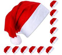 12 x Bonnet de Père Noël de Noël Bonnet à pompon Rouge avec cloche +
