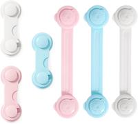 12 X Child Safety Cupboard Door Blocks,Baby Door Blocks,Home Protection,Child Window Blocks For Drawers,Cupboards,Fridges,Cabinets (White,Blue,Pink)