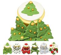 12 X Christmas Trees - Edible Christmas Cake Cupcake Topper Decorations - Handmade Sugar Paste Cake Decorations * 11 Designs To Choose From* (12 x Christmas trees)