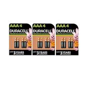 12 x Duracell AAA Rechargeables 750 mAh (3 ampoules de 4 batteries) 12 piles Ministilo Rechargeables