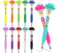 12 X Funny Retractable Ballpoint Pens, Funny Pen Bring A Mop, Touch Screen Clean Fancy Pen Tablet, 3-In-1 Novelty Pen For Kids School Office Supplies