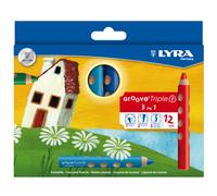 12 X LYRA Rainure Triple 1 Crayon - Eau Soluble - 3 IN 1 Super Jumbo