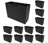 12 x Sacs en papier, Sacs cadeaux avec bord noir laminé mat, Sacs cadeaux en kraft avec poignées pour anniversaire, mariage, Noël, fête, shopping, baby shower, vente au détail, 35x13x26 cm (Noir)