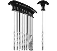 12 X Steel Tent Pegs-Heavy Duty Ground Pegs With Thread For Camping And Outdoors-Ideal For Normal And Hard Floors With T-Handle 200 X 7 Mm
