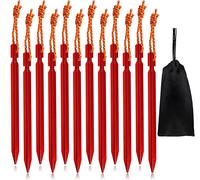 12 X Tent Pegs,Aluminium Alloy 18 Cm Camping Pegs With Reflective Rope,For Camping And Outdoors,Picnic,Hiking,Fishing