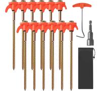 12 X Tent Pegs,Camping Pegs,1 Practical Pull Rod And 1 Handbag,Tent Stake,Tent Stake For Rocks,Forests Or Meadows