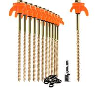 12 X Tent Pegs-Heavy Duty Steel Pegs With Wire And Rope Support-Rock Pegs For Camping And Outdoors-Tent Hooks For Hard Floor And Wood
