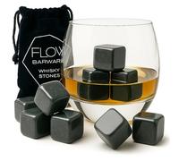 12 X Whiskey Stones Chilling Rocks Reusable Granite Ice Cube Stones - Drinks Cooler Cubes for Whisky Scotch, Bourbon Whiskey Stones Gift Set by Flow Barware
