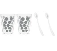 12 X Zak Pois Double Paroi Verre Café Crème Glacée Verres Et Cuillères Argent