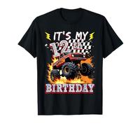 12 Year Old Boys Monster Truck It's My 12th Birthday Party T-Shirt