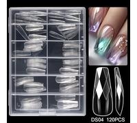 120 / 140pcs Conseils Clous Cercueil Acrylique Pour Les Extensions Des Ongles Avec Diamants Forme Faux Ongles Transparents Pour Le Salon