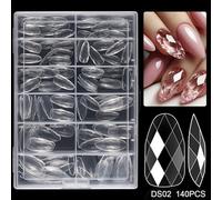 120 / 140pcs Conseils Clous Cercueil Acrylique Pour Les Extensions Des Ongles Avec Diamants Forme Faux Ongles Transparents Pour Le Salon