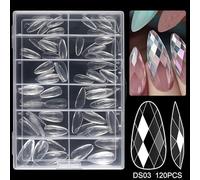 120 / 140pcs Conseils Clous Cercueil Acrylique Pour Les Extensions Des Ongles Avec Diamants Forme Faux Ongles Transparents Pour Le Salon
