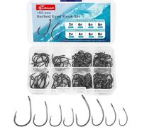 120/160pcs Carp Fishing Hooks No Pin Large Gap Curved Rod Eye Hooks Size 2 4 6 8 10 For Freshwater And Salt Water