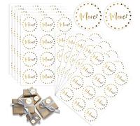 120 Autocollant Merci Étiquettes Stickers Auto-Adhésif, Bomtop Rond Remerciement Scrapbooking Bricolage pour Boîte d'Emballage Cadeau Sac Enveloppe Cartes de Vœux Anniversaire Mariage Noël Fête (Or)