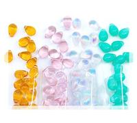 120+ Bead Kit of 6x9mm Pendant Drop Beads - Teardrop Glass Beads for Jewelry Making Set in 4 Gentle Distinct Colors: Pink, Opal Turquoise, Amber, Crystal AB