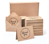 120 cartes de remerciement en vrac avec enveloppes, notes en papier kraft rustique pour mariage, baby shower, remise de diplômes, utilisation professionnelle (8,9x12,7 cm)
