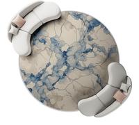 120 cm Beige Bleu Tapis Rond Salon, Naturalisme Marbre Imprimé Tapis de Sol Décoration Antidérapant pour Chambre Cuisine Balcon Terrasse Salle à Manger et Chambre d'enfant