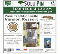 Ø 120 cm Collier ÉCOPIÈGE® - Version Ressort SoluPin - Piège réglable pour capturer Les Chenilles Processionnaires du Pin - Fabrication et Conception française - circonférence Maxi de 3.75 cm