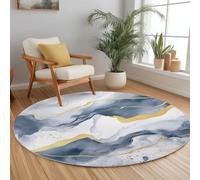 120 cm Minimalist Tapis Rond Salon, Aquarelle Marbre modèle Tapis de Sol Antidérapant pour Salon Chambre Cuisine Balcon Terrasse Salle à Manger Intérieur Extérieur, Gris