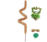 120 cm Pliable Coco Brown grimpant Poteau en rotin adapté au Bambou à Dos de Tortue avec Toutes Sortes de Plantes grimpantes, Ensemble avec 2 m de Ficelle de Jute avec des Liens Magiques Verts