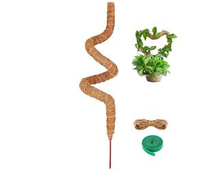 120 cm Pliable Coco Brown grimpant Poteau en rotin adapté au Bambou à Dos de Tortue avec Toutes Sortes de Plantes grimpantes, Ensemble avec 2 m de Ficelle de Jute avec des Liens Magiques Verts