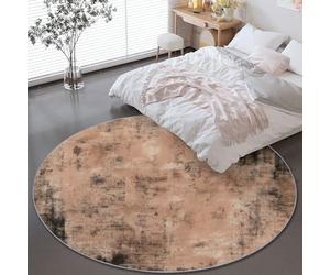 120 cm Rose Tapis Rond Salon, Rustique Vieilli Antique Imprimé Tapis de Sol Décoration Antidérapant pour Chambre Cuisine Balcon Terrasse Salle à Manger et Chambre d'enfant